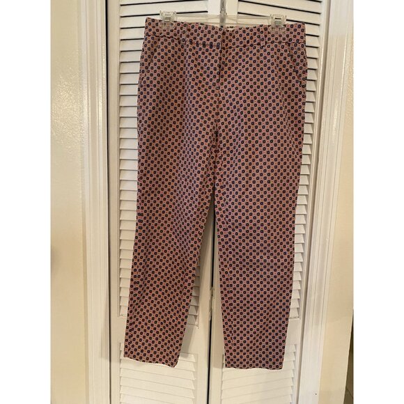 J Crew Womens Pants Size 2 Red Cotton Floral Mid Rise Retro Cafe Capri Trouser - Picture 1 of 11